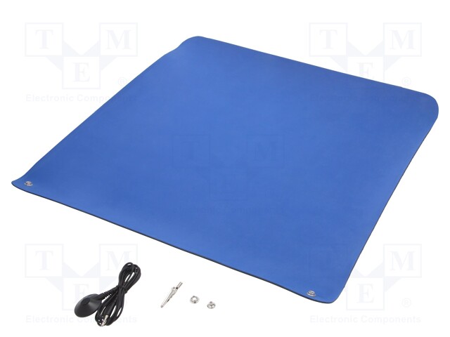 Bench mat; ESD; Dim: 600x600mm; D: 2mm; blue (dark)
