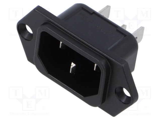 Connector: AC supply; socket; male; 10A; 250VAC; IEC 60320; C14 (E)