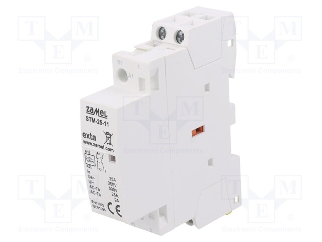 Contactor: 2-pole installation; NC + NO; DIN; 25A; 230VAC