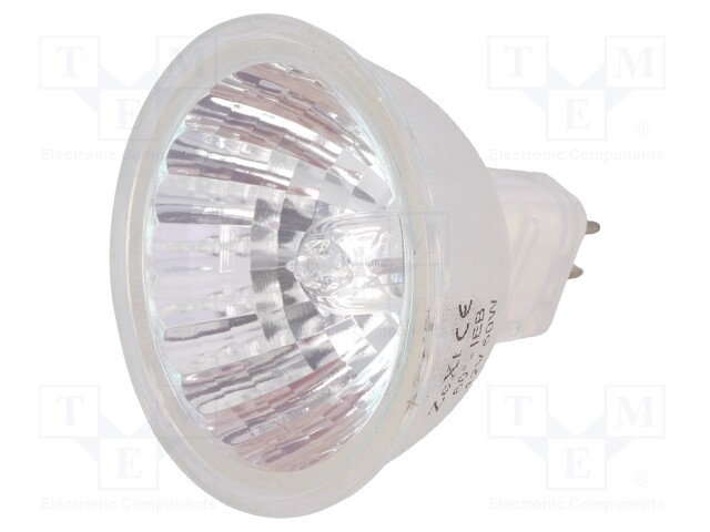 Filament lamp: halogen; 12VAC; 50W; G5,3; MR16; 600lm; 60°