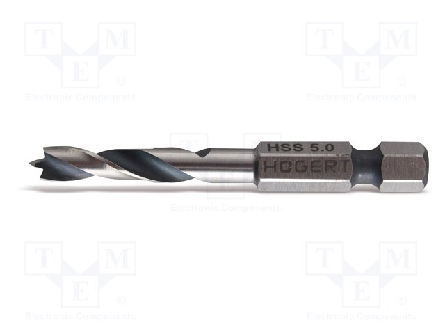 Drill bit; for wood; Ø: 5mm; L: 60mm; Mounting: 1/4" (E6,3mm); 1pcs.