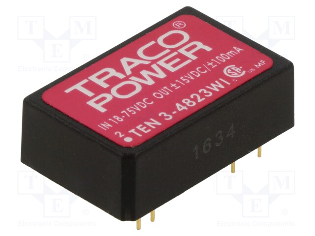 Converter: DC/DC; 3W; Uin: 18÷75V; Uout: 15VDC; Uout2: -15VDC; DIP24