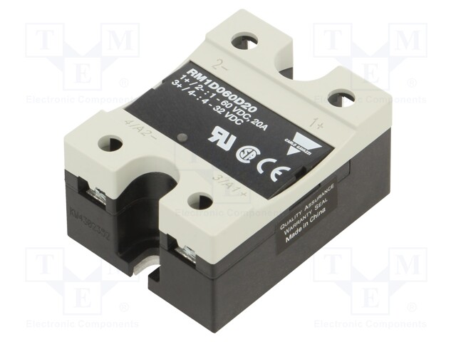 Solid State Relay, SPST-NO, 20 A, 60 VDC, Panel, Screw