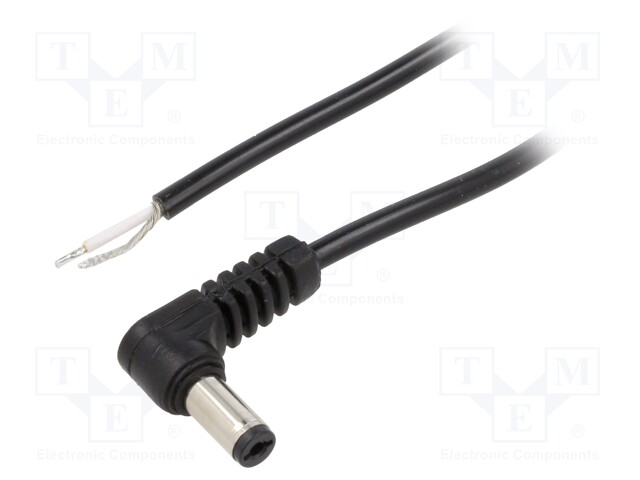 Cable; wires,DC 5,5/2,1 plug; straight; 0.5mm2; black; 0.5m