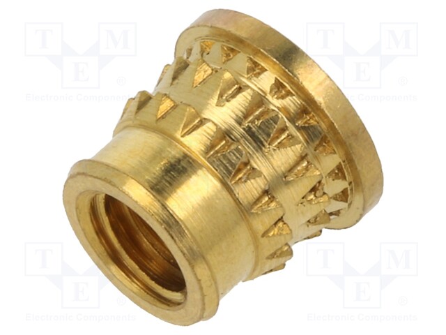 Threaded insert; brass; M4; L: 5.6mm; Features: for plastic