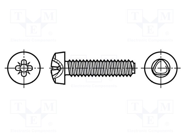 Screw; Head: cheese head; Pozidriv; PZ1; DIN 7500C; BN 4908