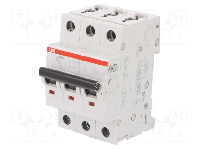 Circuit breaker; 400VAC; Inom: 2A; Poles: 3; DIN; Charact: C; 10kA