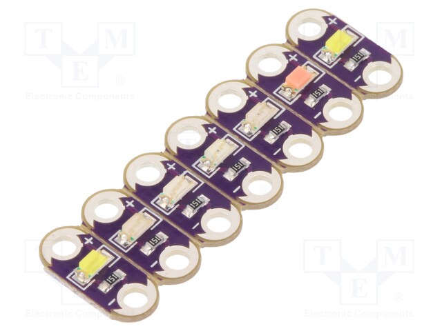 Module: LED; LilyPad; metalic holes; No.of diodes: 7