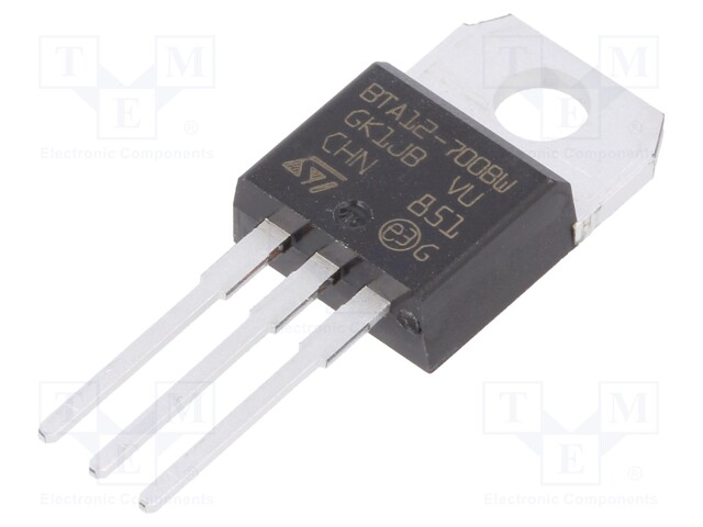 Triac; 700V; 12A; 50mA; THT; Snubberless™; tube; TO220AB