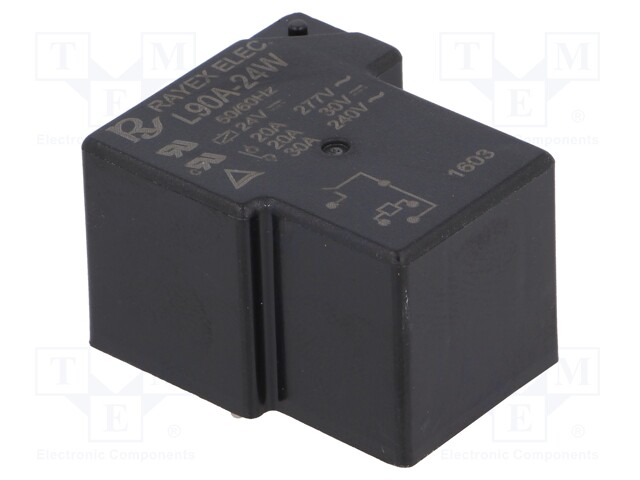 Relay: electromagnetic; SPST-NO; Ucoil: 24VDC; 30A; Series: L90