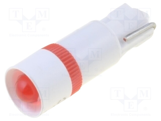 Indicator: LED; 6VDC; Cutout: Ø5.6mm; Body: red; Cap: W2x4.6