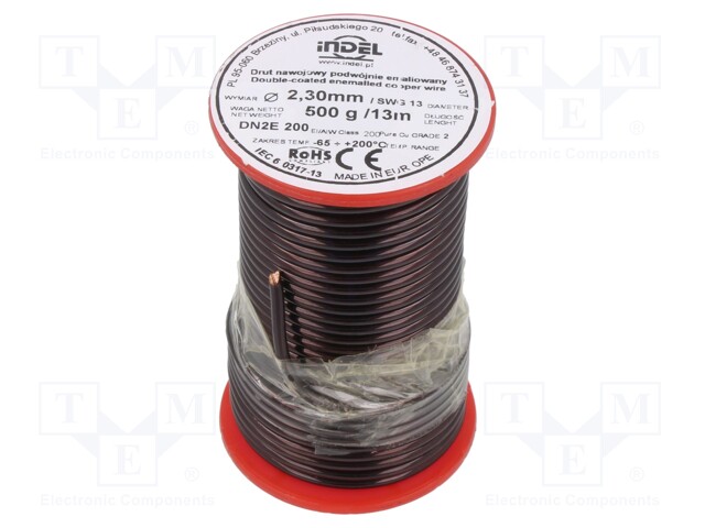 Coil wire; double coated enamelled; 2.3mm; 500g; -65÷200°C