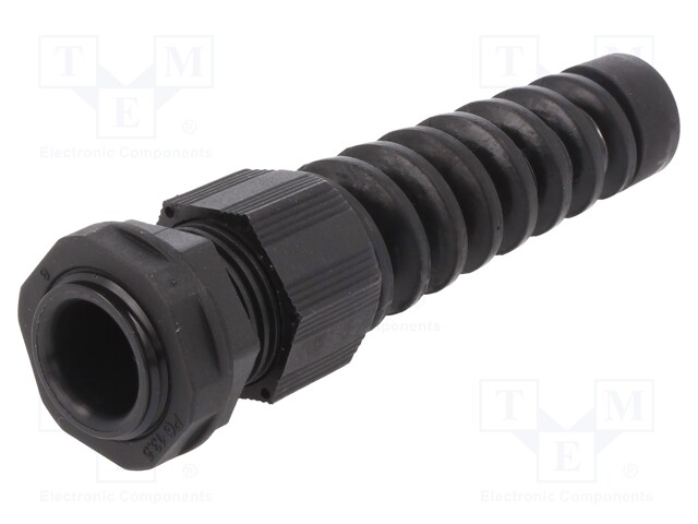 Cable gland; with strain relief; PG13,5; IP66,IP68; black; Pcs: 10