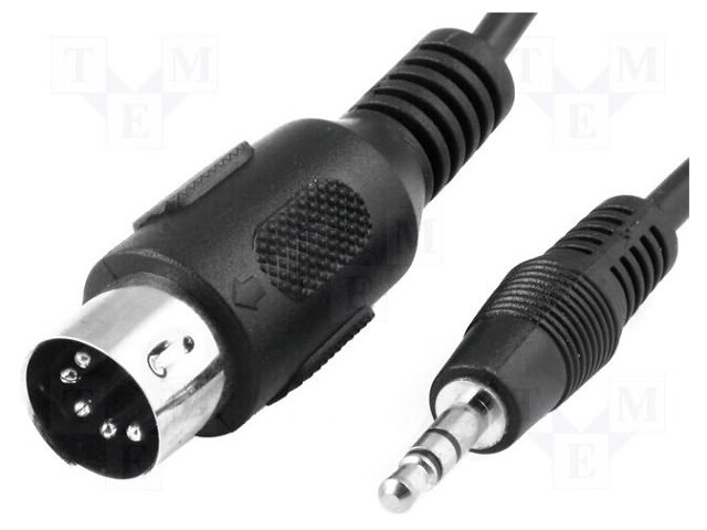 Cable; DIN 5pin plug,Jack 3.5mm plug; 1.5m; black