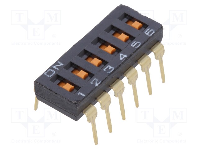 Switch: DIP-SWITCH; Poles number: 6; ON-OFF; 0.025A/24VDC; Pos: 2