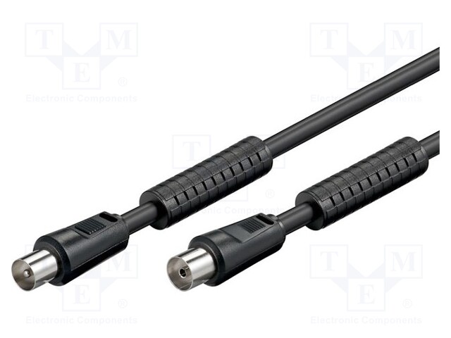 Cable; 75Ω; 1.5m; coaxial 9.5mm socket,coaxial 9.5mm plug; black