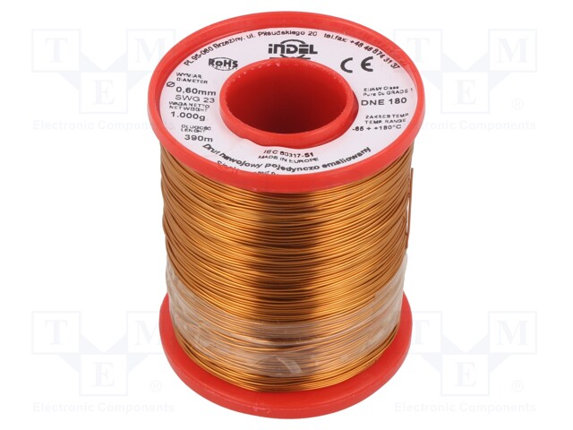 Coil wire; single coated enamelled; 0.6mm; 1kg; -65÷180°C