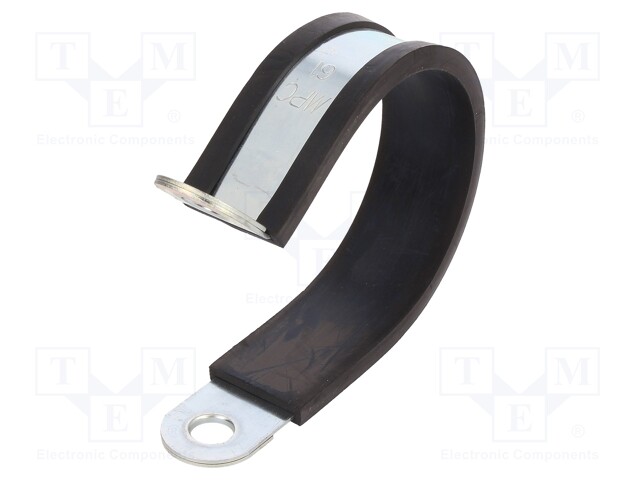 Fixing clamp; ØBundle : 61mm; W: 25mm; steel; Cover material: EPDM