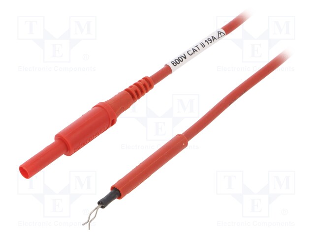 Test lead; PVC; 0.5m; red; 19A; Max contact res: 7mΩ