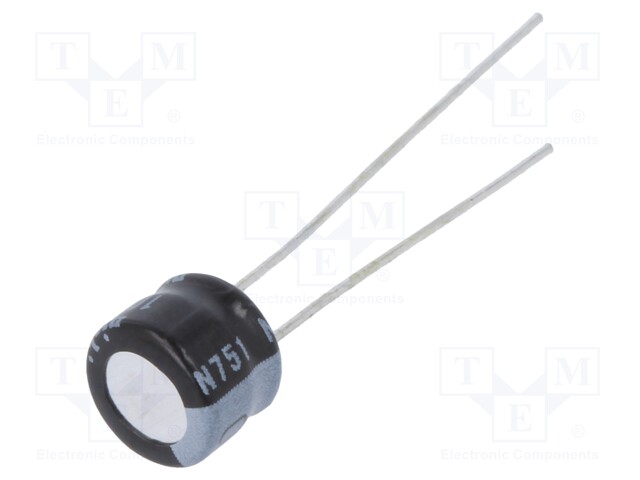 Capacitor: electrolytic; THT; 100uF; 6.3VDC; Ø6.3x5mm; Pitch: 2.5mm