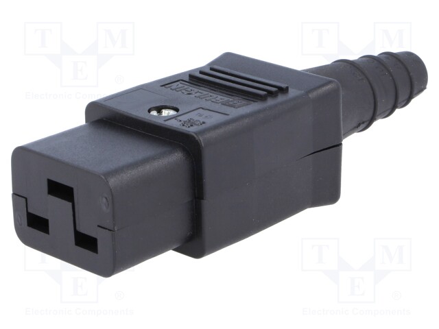 Connector: AC supply; plug; female; 16A; 250VAC; IEC 60320; C19 (J)