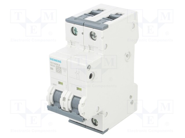 Circuit Breaker, MCB, 5SY4, 2P, 10 kA, 400 V, 6 A