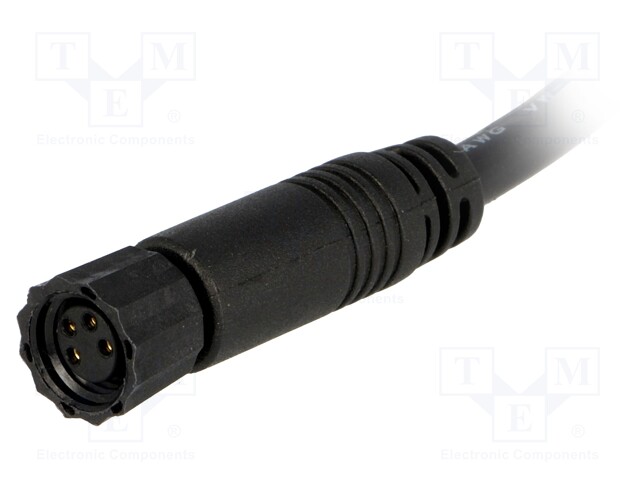 Connector: M8; 1m; female; PIN: 4; straight; plug; 3A; 30V; IP67