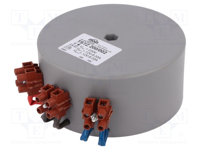 Transformer: toroidal; 200VA; 230VAC; 12V; 12V; 8.33A; 8.33A; 2.7kg