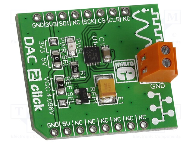 Click board; D/A converter; SPI; LTC2601CDD; 3.3/5VDC