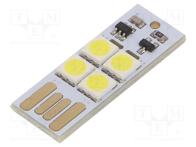 Module: LED; 5VDC; 33x11mm; USB; No.of diodes: 4; Case: 2835; 500mW