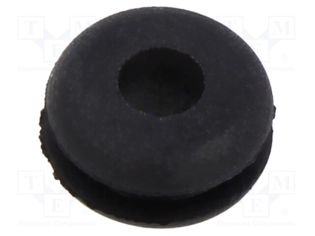 Grommet; Ømount.hole: 6.35mm; Øhole: 3.18mm; rubber; black