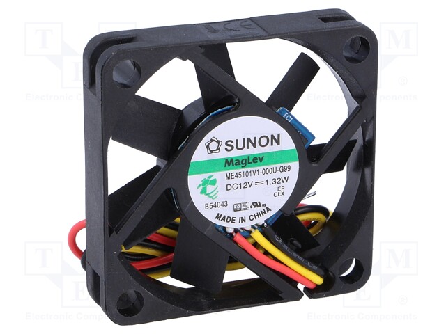 Fan: DC; axial; 12VDC; 45x45x10mm; 19.9m3/h; 32.5dBA; Vapo; 26AWG