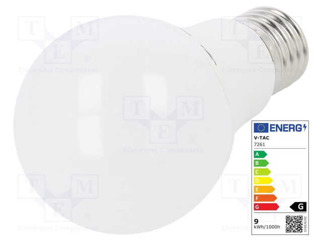 LED lamp; neutral white; E27; 220/240VAC; 806lm; 9W; 200°