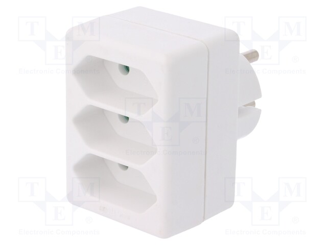 Connector: AC supply; splitter; Layout: 2P; Type: round,flat; white