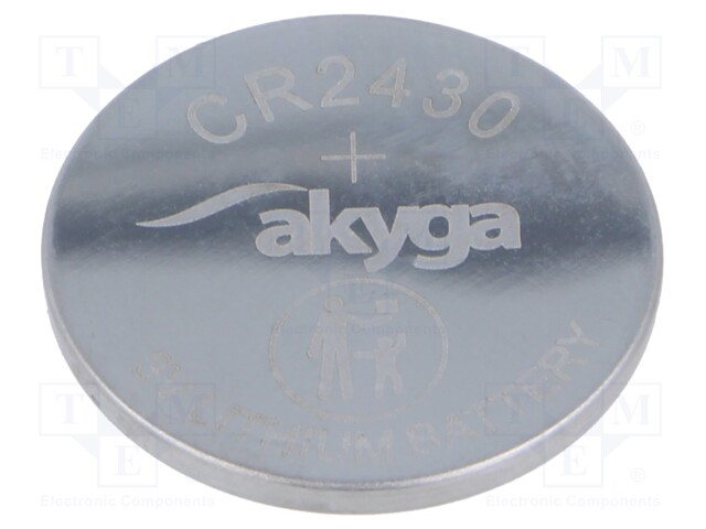 Battery: lithium; 3V; CR2430,coin; 270mAh; non-rechargeable