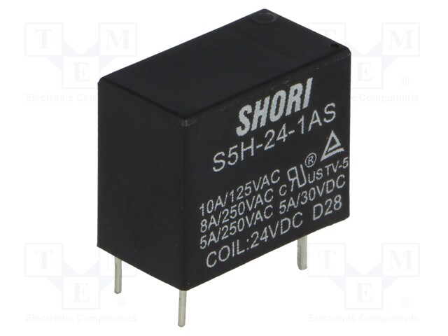 Relay: electromagnetic; SPST-NO; Ucoil: 24VDC; 5A/250VAC; 5A/30VDC