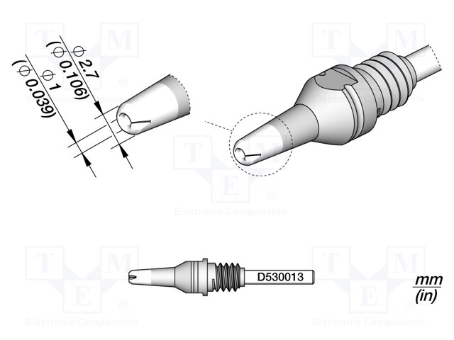 Tip: for desoldering irons; 2.7x1mm; JBC-DT530-A