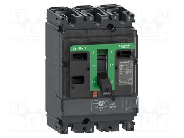 Power breaker; Inom: 100A; IP40; -25÷70°C; Short circuit cap: 36kA