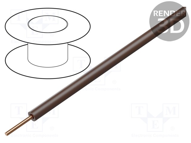 Wire; solid; Cu; 1x0,20mm2; PVC; brown; 60V; -10÷85°C; 100m