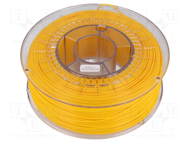 Filament: PET-G; 1.75mm; yellow (bright); 220÷250°C; 1kg; ±0,05mm