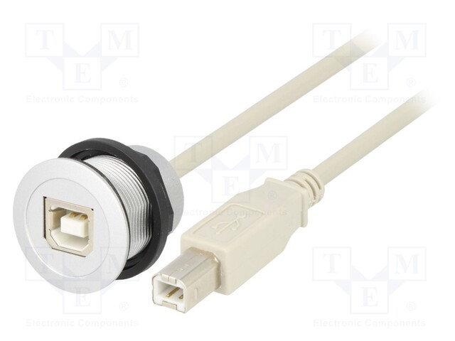 USB socket; 22mm; har-port; -25÷70°C; Ø22.3mm; IP20; Colour: silver