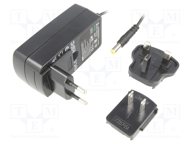 Power supply: switched-mode; 15VDC; 1.6A; Out: 5,5/2,1; 24W; 0÷40°C