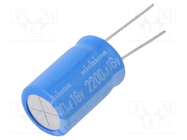 Capacitor: electrolytic; THT; 2200uF; 16VDC; Ø16x25mm; Pitch: 7.5mm