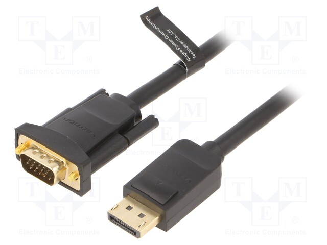 Cable; D-Sub 15pin HD plug,DisplayPort plug; 3m; black; 30AWG