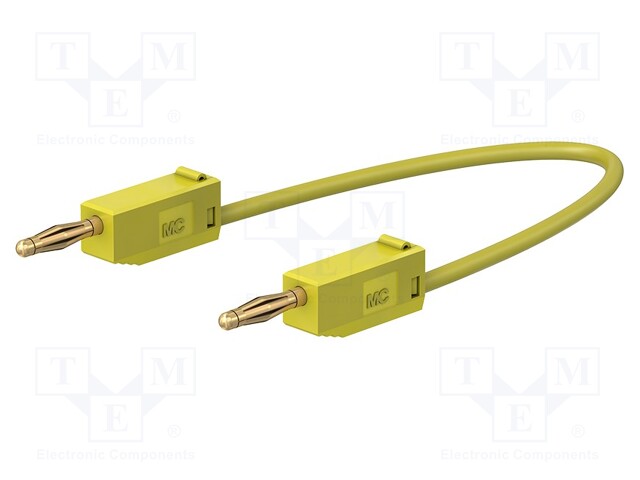 Test lead; 60VDC; 30VAC; 10A; banana plug 2mm,both sides; yellow