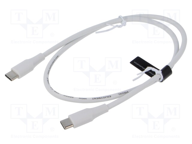 Cable; USB 2.0; USB C plug,both sides; nickel plated; 0.5m; white