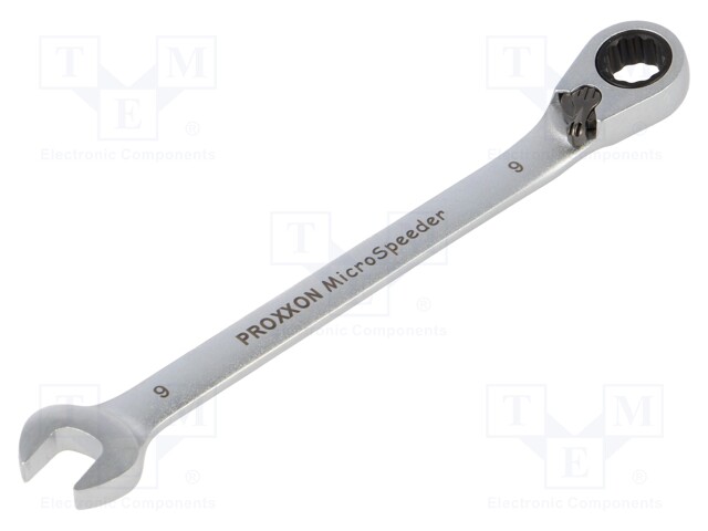 Wrench; combination spanner,with ratchet; 9mm; MicroSpeeder