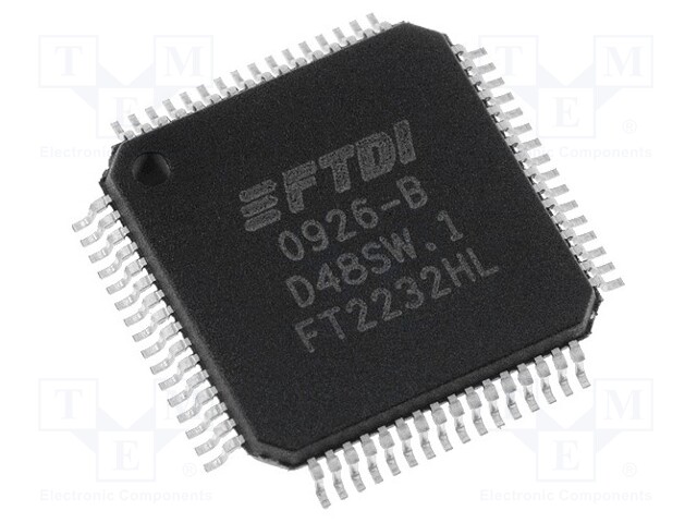 IC: interface; USB-UART x2, FIFO x2, MPSSE x2; Hi-Speed; LQFP64