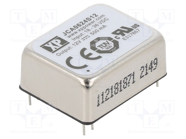 Isolated Board Mount DC/DC Converter, 2:1 Input, ITE, 1 Output, 6 W, 12 V, 500 mA