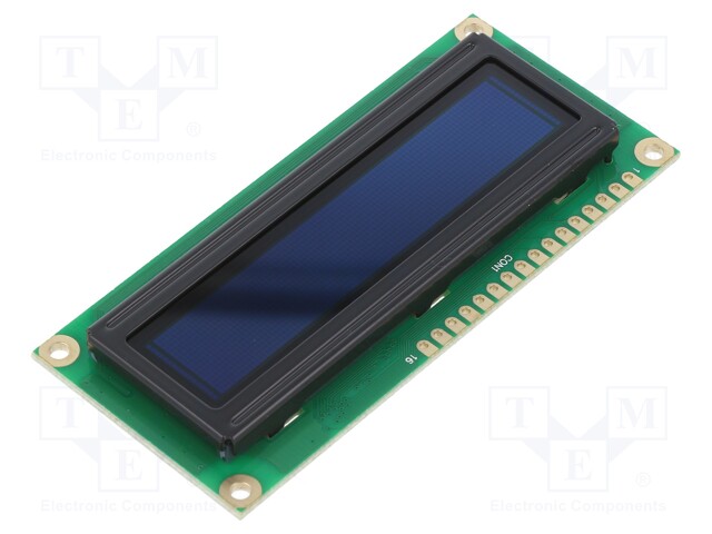 Display: OLED; alphanumeric; 16x2; Dim: 80x36x10mm; white; PIN: 16